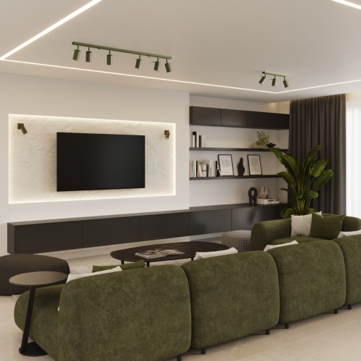 Plafon RING 4L zielony oliwkowy oryginalna lampa sufitowa listwa do holu