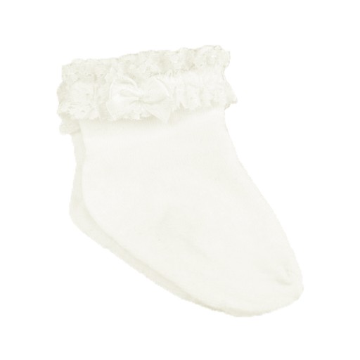 Ecru skarpetki na chrzest do bucika 11 cm