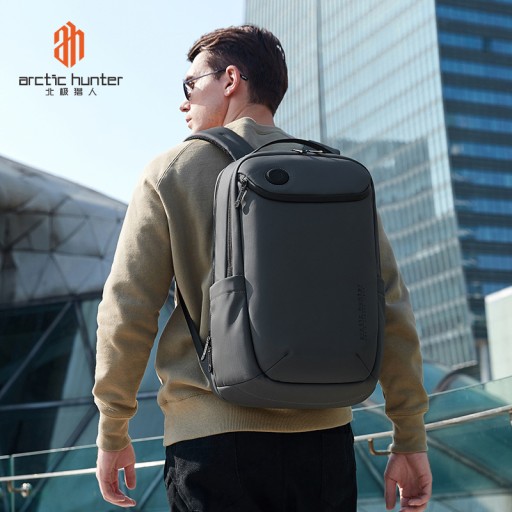 Рюкзак Arctic Hunter B00555 для ноутбука 17,3 см с USB, два отделения, серый