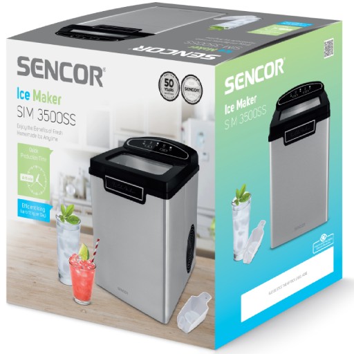 Ледогенератор 12кг/24ч LED 2 размера кубиков 105Вт Sencor SIM 3500SS