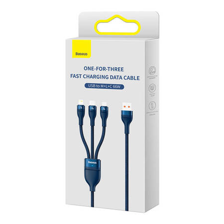 КАБЕЛЬ BASEUS FLASH SERIES II 3 В 1 USB C/MICRO-USB/IPHONE LIGHTNING 66 Вт 1,2 М