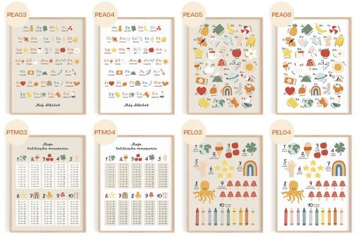 Plakat obrazek z TABLICZKĄ MNOŻENIA dla dzieci Montessori A4 21x30 cm