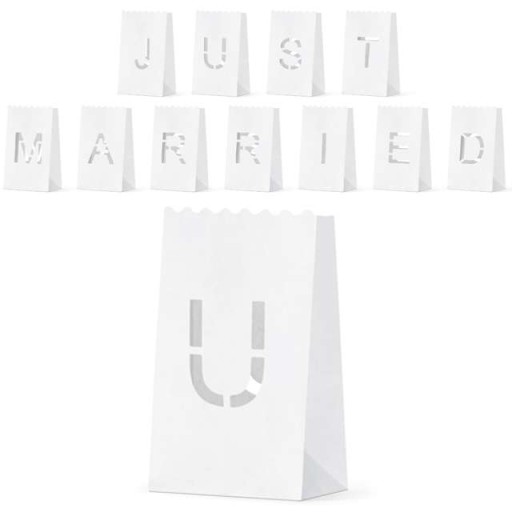 Lampion torebki na świece JUST MARRIED litery x11
