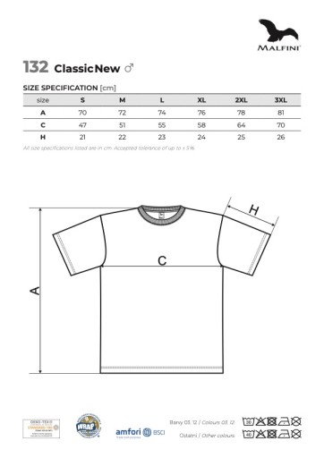 Malfini Classic New 132 czerwony M koszulka t-shirt