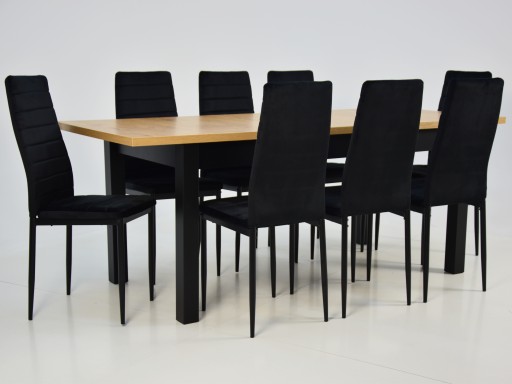 8 стульев BLACK VELUR + стол S-18 80x160/200