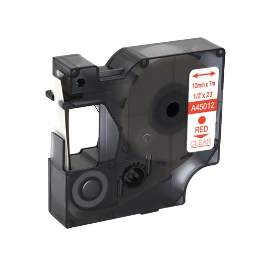 Taśma przezroczysta czerwony nadruk 12mm x 7m A45012 do DYMO RHINO