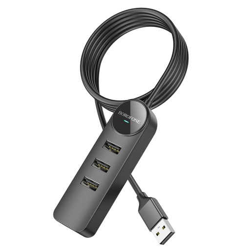 Адаптер Borofone DH5 Erudite 4 в 1 - USB на 4xUSB 2.0 - 1,2 метра черный