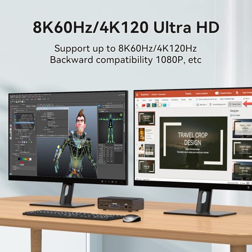 KVM-переключатель VEDINDUST 2 монитора 2 компьютера 8K60HZ 4K120HZ L863
