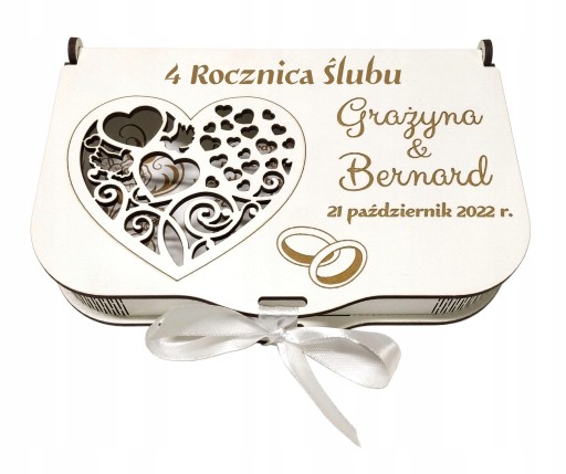 Pamiątka 4 IV rocznica ślubu pudełko na pieniądze