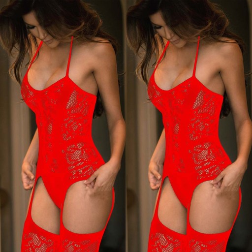 Bodystocking SEKSOWNA BIELIZNA BODY CZERWONE SEXY