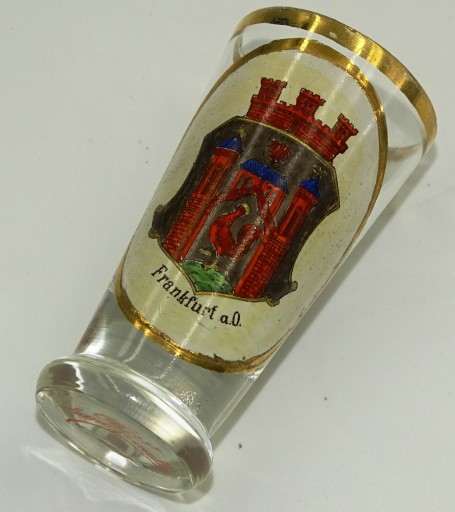 Przedwojenny kieliszek herb - Frankfurt nad Odrą Słubice oryginał
