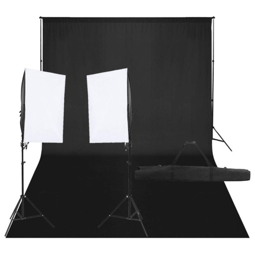 FOTOGRAFICZNY ZESTAW STUDYJNY Z LAMPAMI I TŁEM