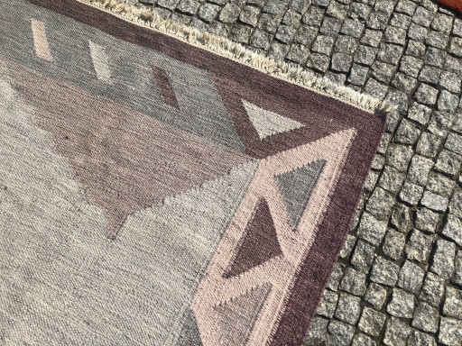 RĘCZNY DYWAN KILIM ART DECO Z WEŁNY 205x140 cm