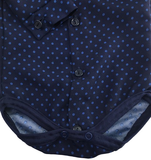 KOSZULA BODY granatowa we wzorki wizytowe 80 cm 9m