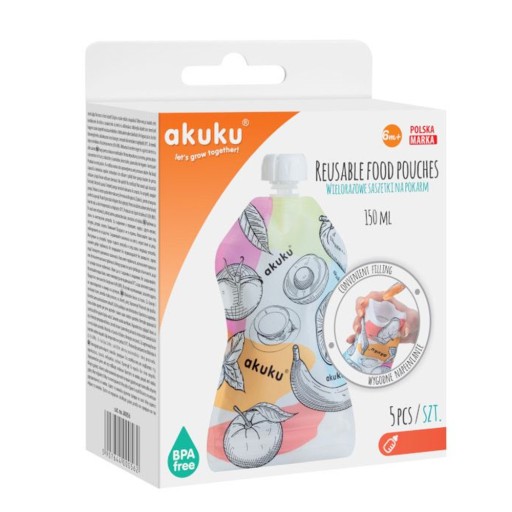 AKUKU МНОГОРАЗОВЫЕ ПАКЕТЫ ДЛЯ ПИЩЕВЫХ МЮСОВ x5
