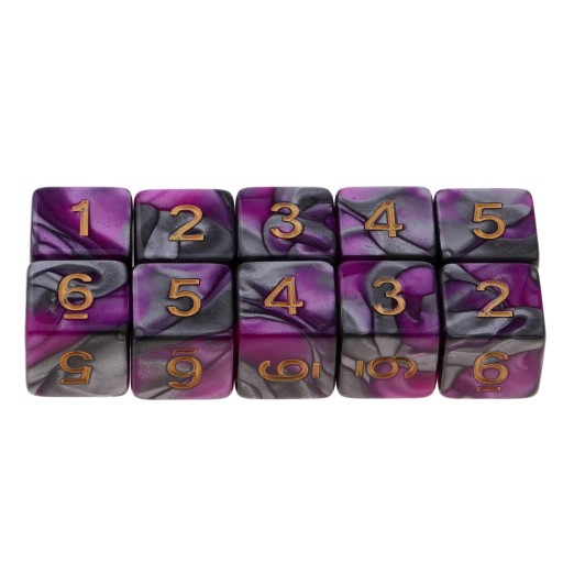 10PCS EDUCATIONAL GEOMETRIC D6 POLYHEDRAL NEW TEACHING Purple+Gray