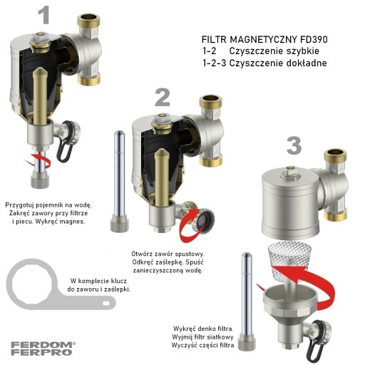 Магнитный фильтр-сепаратор FERDOM FD390, Mx.40 кВт, разъем 1