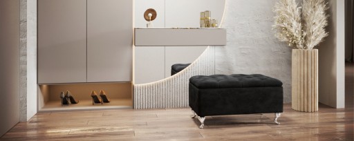 Скамейка Chesterfield, пуф, ящик для хранения, открывающийся багажник, MODIANO CR, черный
