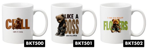 Белая кружка в подарок Мишки Тедди Выкройка CHILL TAKE IT EASY