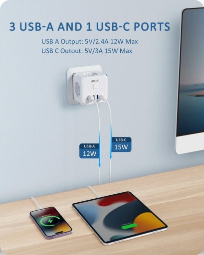 LENCENT Настенная планка с вилкой европейского стандарта 7 в 1, PD35W 3AC 3U1C
