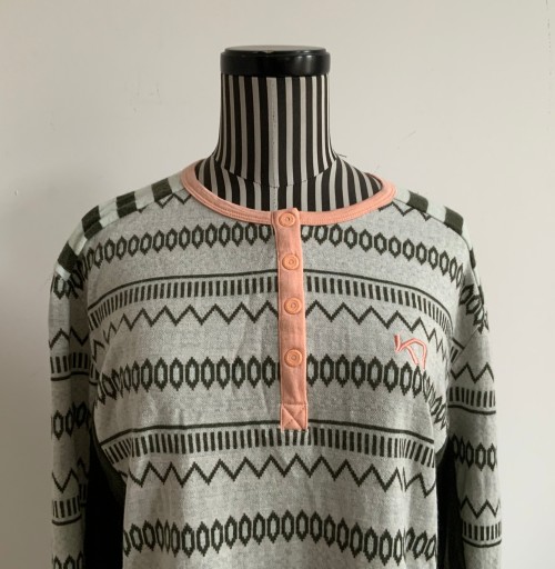 KARI TRAA bluzka termiczna żakardowa 100% merino wool wełna idealna XL
