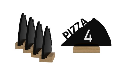 Tabliczka kredowa czarna PIZZA - zestaw 4 sztuk