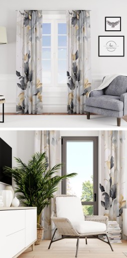GOTOWE ZASŁONY NA ŻABKI TAŚMIE 140X230 ZASŁONA KWIATY 225