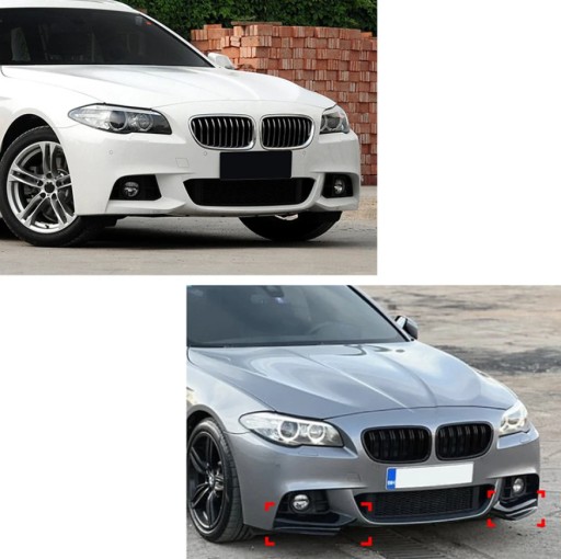 РАЗДЕЛИТЕЛЬ ЮБКА ПЕРЕДНЕГО БАМПЕРА BMW F10 F11 M SPORT FLAPS ЧЕРНЫЙ БЛЕСК