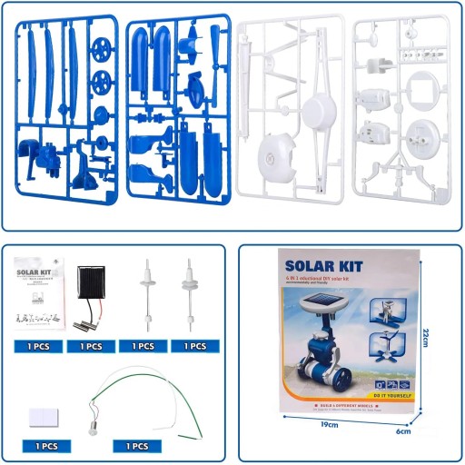 Robot Solarny doświadczalny Wiatrak solarny 6 w 1 DIY KIT