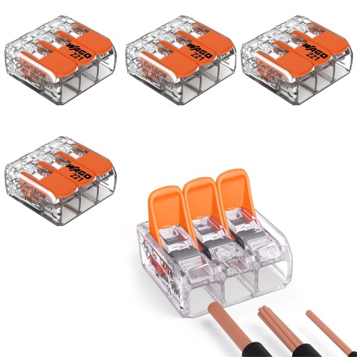 3-ПРОВОДНОЙ РАЗЪЕМ WAGO QICK CONNECTOR 3 x 0,14 — 4 мм² 5 ШТ. 221-413