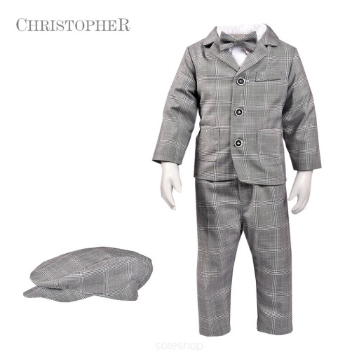 Серый крестильный костюм для мальчика Christopher, размер 68