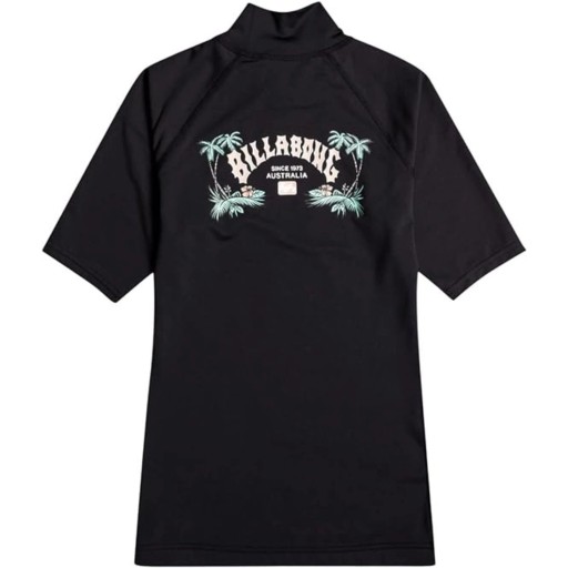 Женская футболка для плавания BILLABONG UPF, черная, рашгард, размер XS