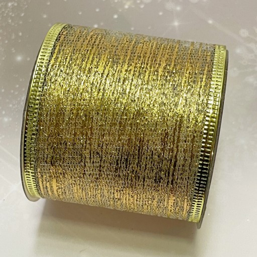 SZEROKA ŚWIĄTECZNA WSTĄŻKA 63mm DO PREZENTÓW 3m W8