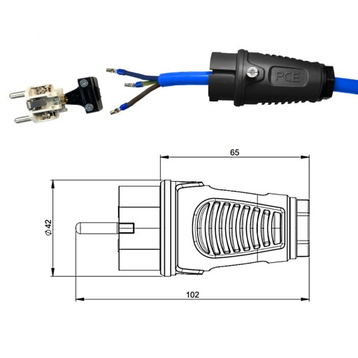 УДЛИНИТЕЛЬ H07BQ-F 3x1,5 1М ПОЛИУРЕТАН, ПРОЧНЫЙ, синий