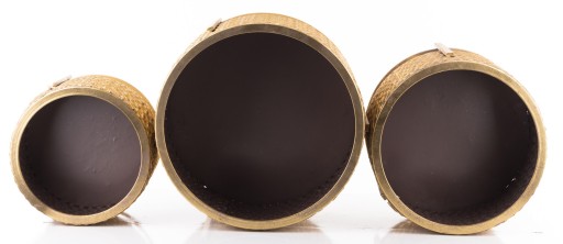 Komplet 3 sztuk złotych metalowych osłonek na stojaku nóżkach