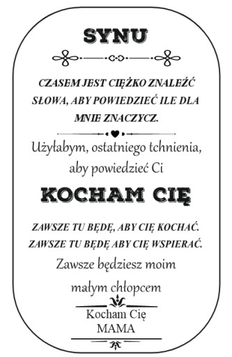 Nieśmiertelnik Złoty Grawer Prezent dla Syna od Mamy Naszyjnik Męski