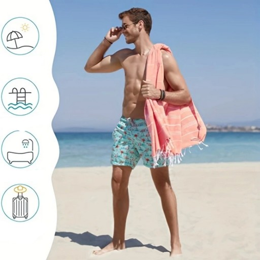 FOUTA PAREO RĘCZNIK Z FRĘDZLAMI BASEN PLAŻA SAUNA SPA 100% BAWEŁNA 95x195