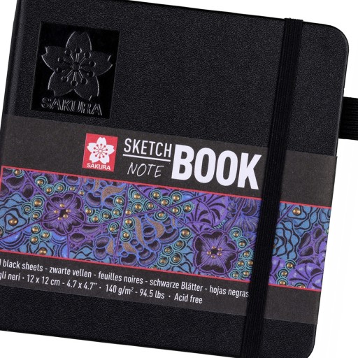 КНИГА ДЛЯ РИСОВАНИЯ Cool Artistic SKETCHBOOK 12х12см, черные страницы, 140г