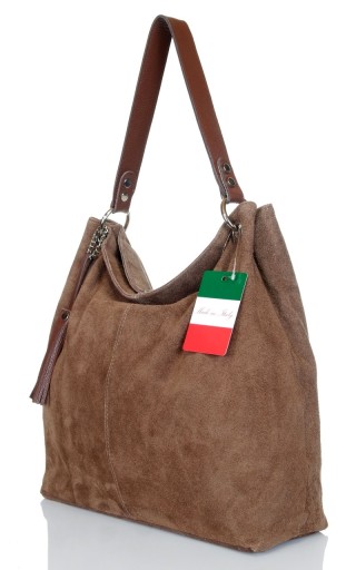 Сумка VERA PELLE Italian Suede BAG из натуральной кожи ZJ12 темно-серого цвета