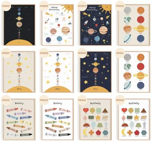 PLAKAT EDUKACYJNY dla dzieci 30x40 KOLORY kredki MONTESSORI