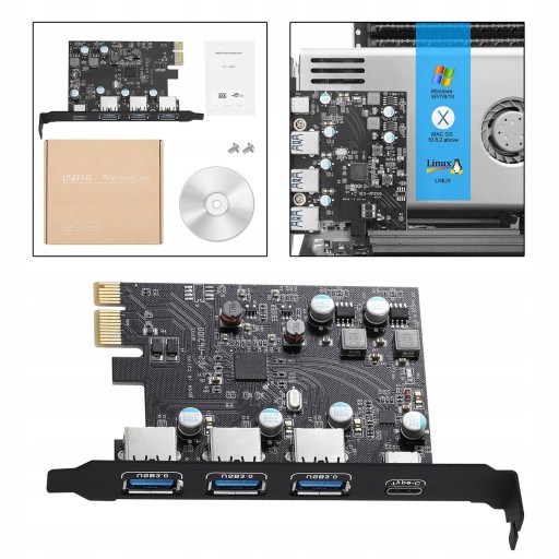 PCIE USB 3.0 Тип C(1) Тип A(3) Карта PCI-e — USB