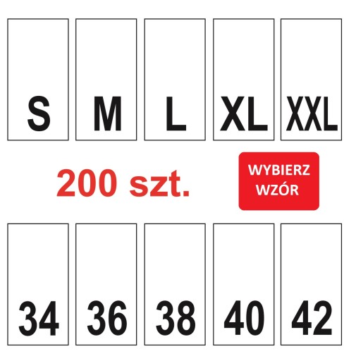 Этикетки для одежды с размером Бирки RC 200 шт.