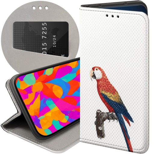 ETUI Z KLAPKĄ DO REALME 8 / 8 PRO WZORY PTAKI PTAK PAPUGA KOLIBER FUTERAŁ