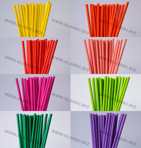 Słomki papierowe 250 szt - zielone paski - 197x6mm