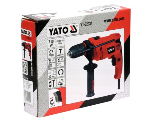 ELEKTRYCZNA WIERTARKA UDAROWA 710W YATO Z UDAREM UCHWYT 13mm