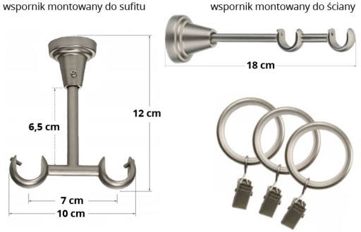 Karnisz podwójny 130 cm 19+19 mm +20 extra żabek