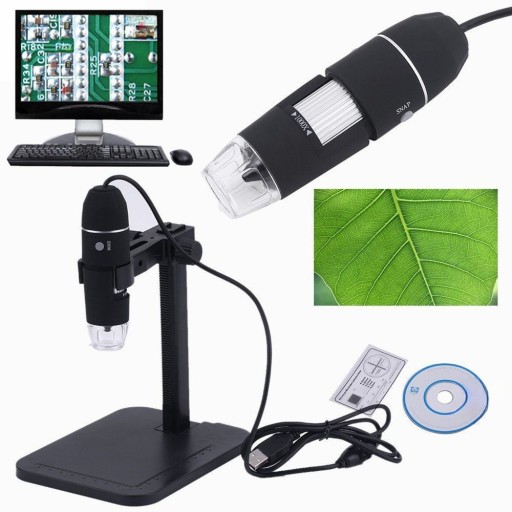 Цифровой USB-микроскоп 1000X 8-СВЕТОДИОДНАЯ УВЕЛИЧИТЕЛЬНАЯ КАМЕРА + ГОРЯЧИЙ ПОДЪЕМНИК (ЧЕРНЫЙ)