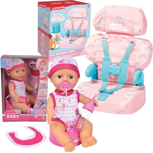 АВТОКРЕСЛО ДЛЯ КУКЛ БЕБИ HUGGLES + НОВОРОЖДЕННАЯ КУКЛА 30 СМ