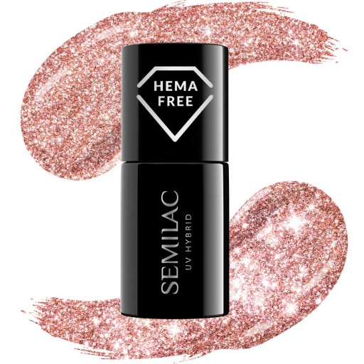 SEMILAC 458 Гибридный лак для ногтей Sparkling Rose 7 мл Розовый с эффектом вспышки