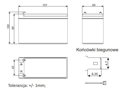 Аккумулятор AGM Alarmtec 12 В, 7 Ач, ИБП BP 7-12